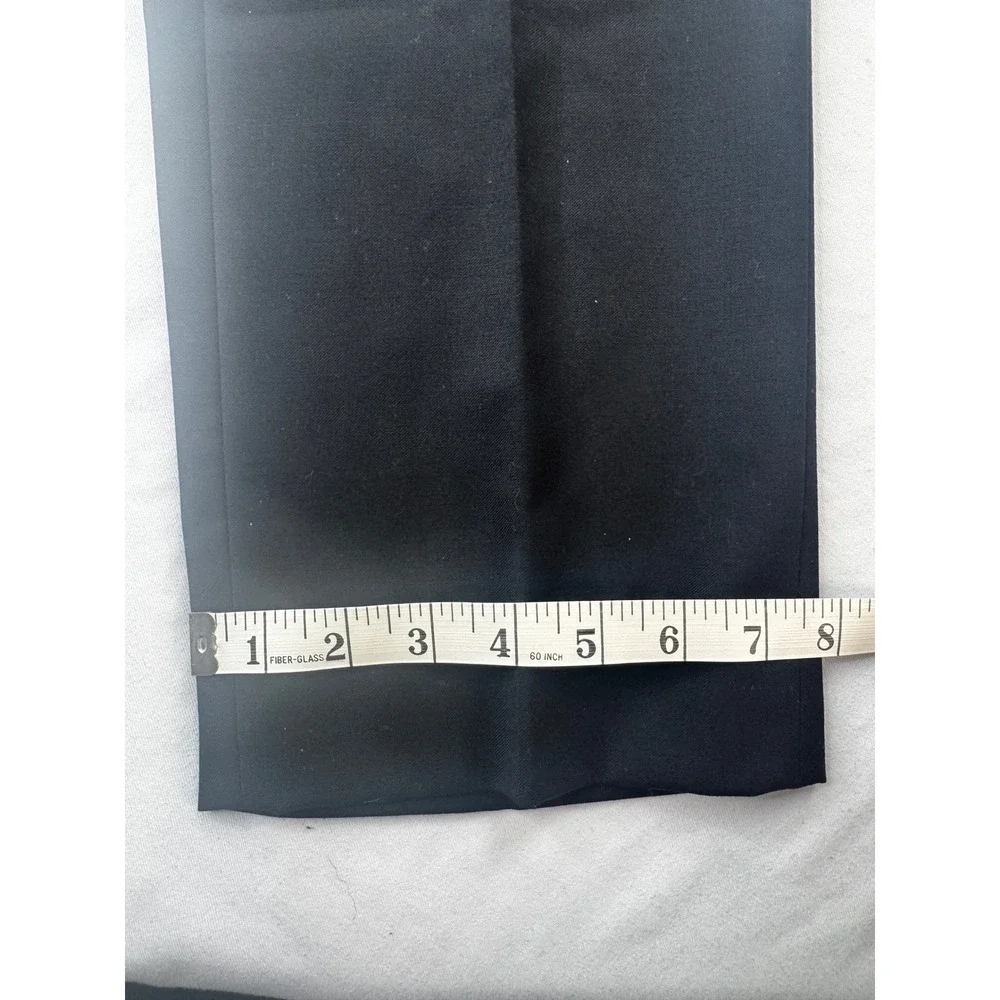 Black 100%‎ Wool Dress Pants Flat Front Trousers 31S Mens Business Formal